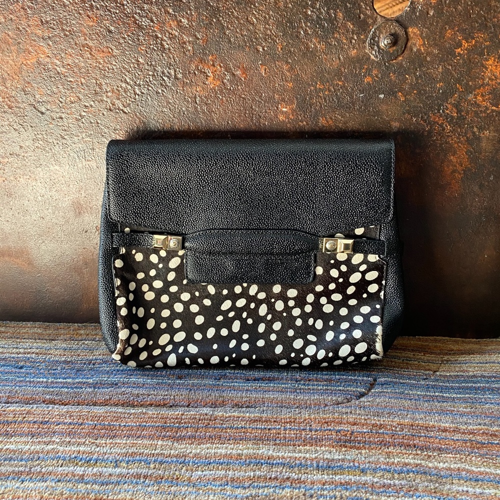 Henri Bendel fur leather bag